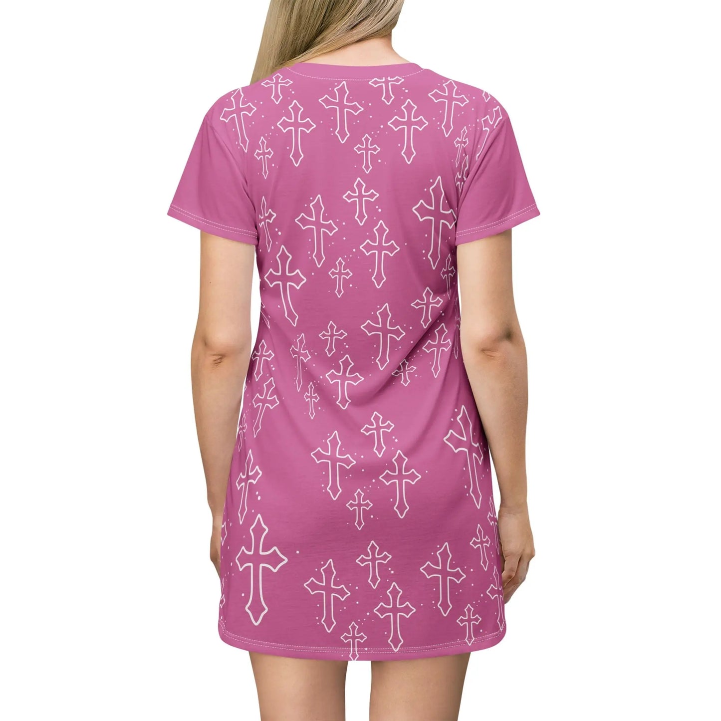 Gothic Cross All-Over Print T-Shirt Dress – Pink House of JAB