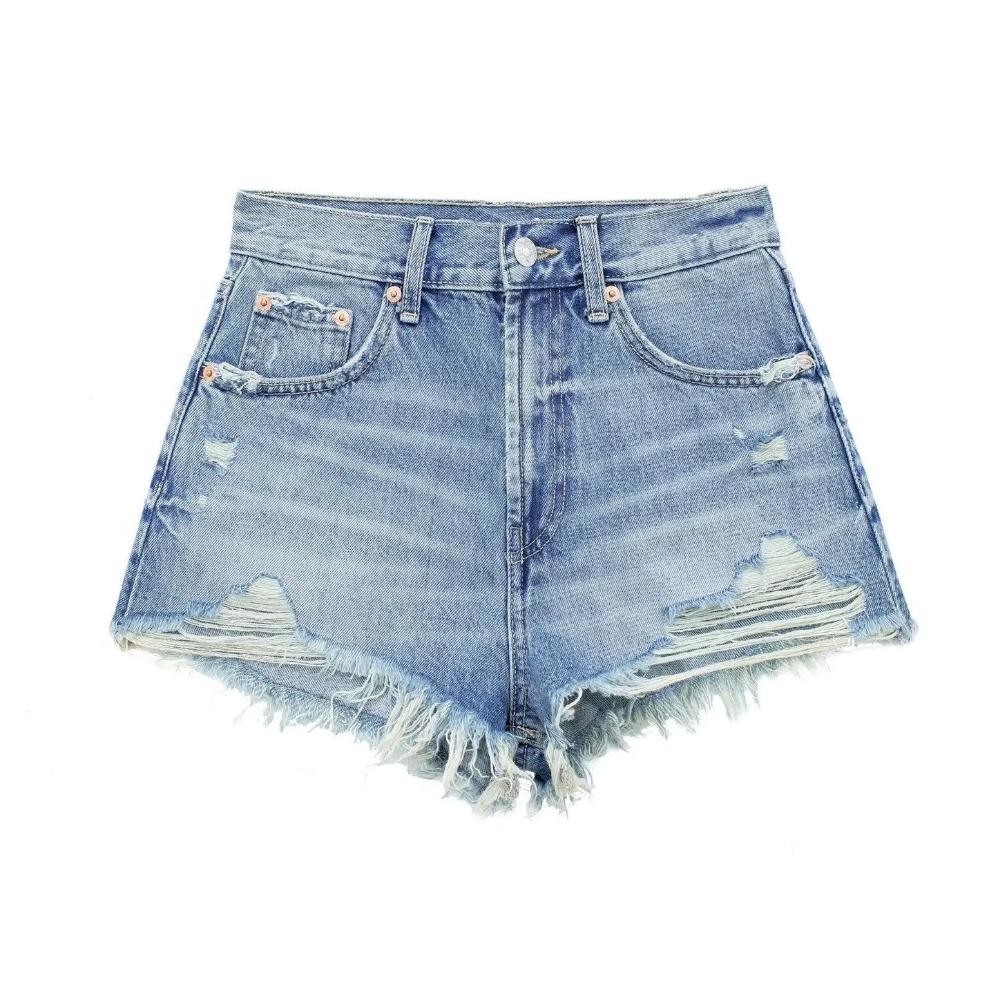 Women's Raw Edge Denim Casual Shorts Kenike