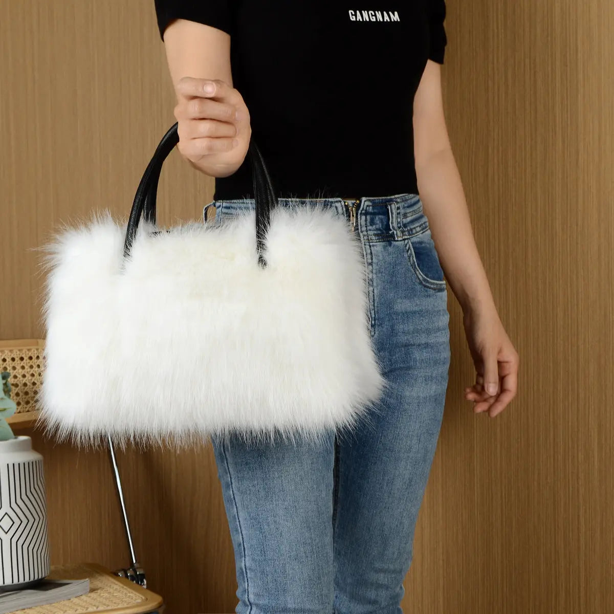 High-end Square Plush Bag Fur Handbag Large Capacity Pleasures and Sins