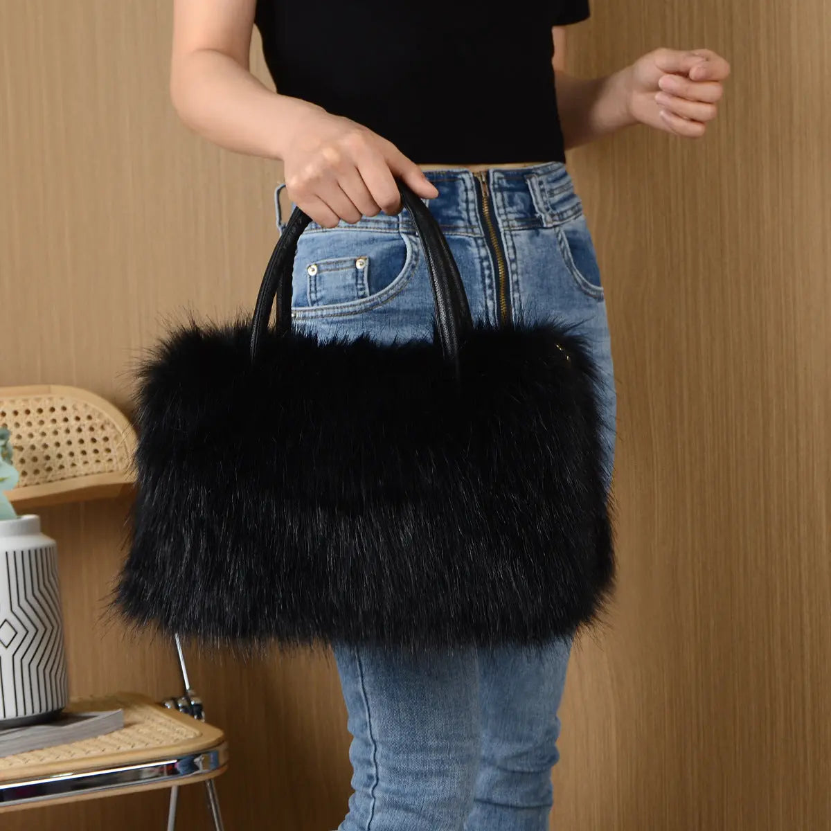 High-end Square Plush Bag Fur Handbag Large Capacity Pleasures and Sins