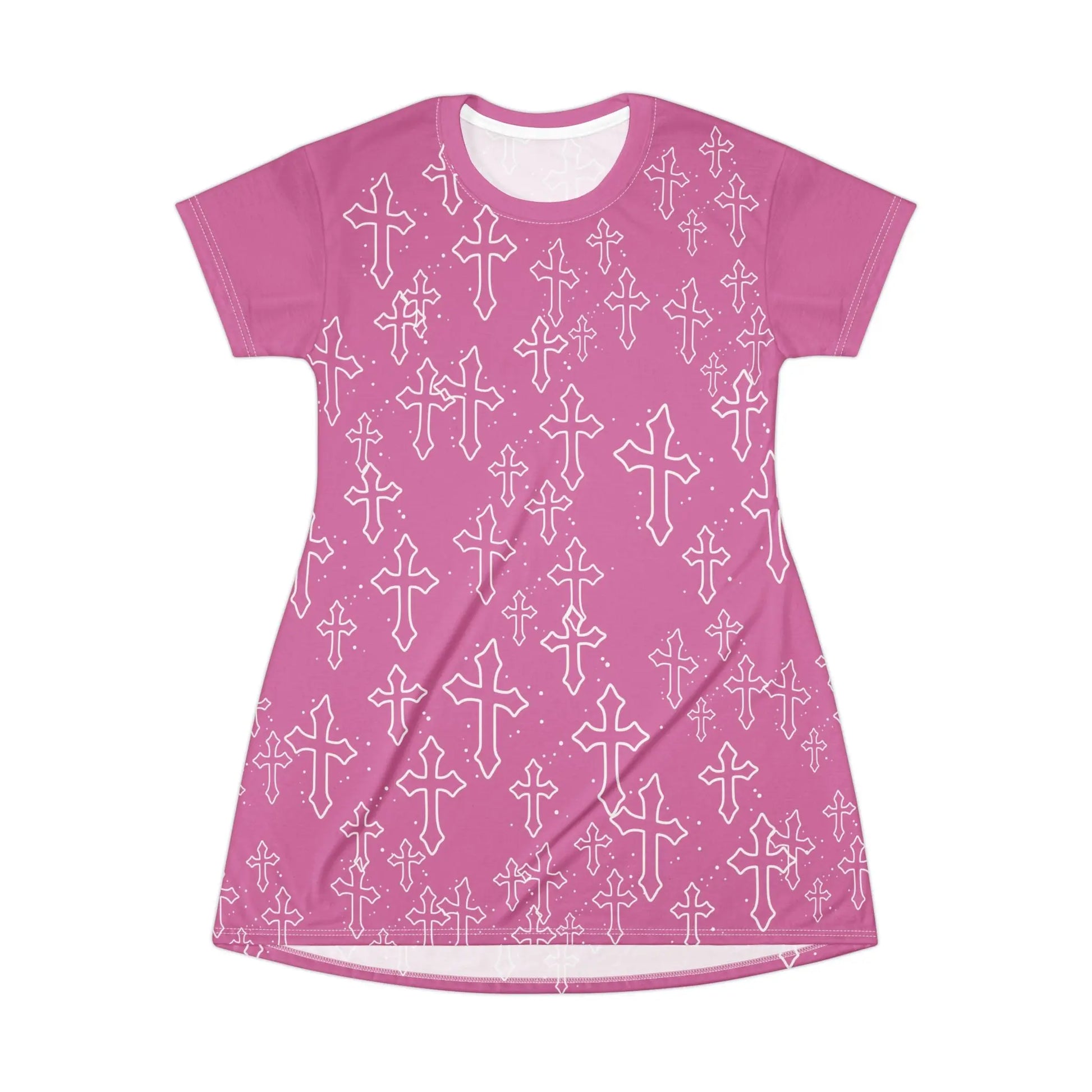 Gothic Cross All-Over Print T-Shirt Dress – Pink House of JAB