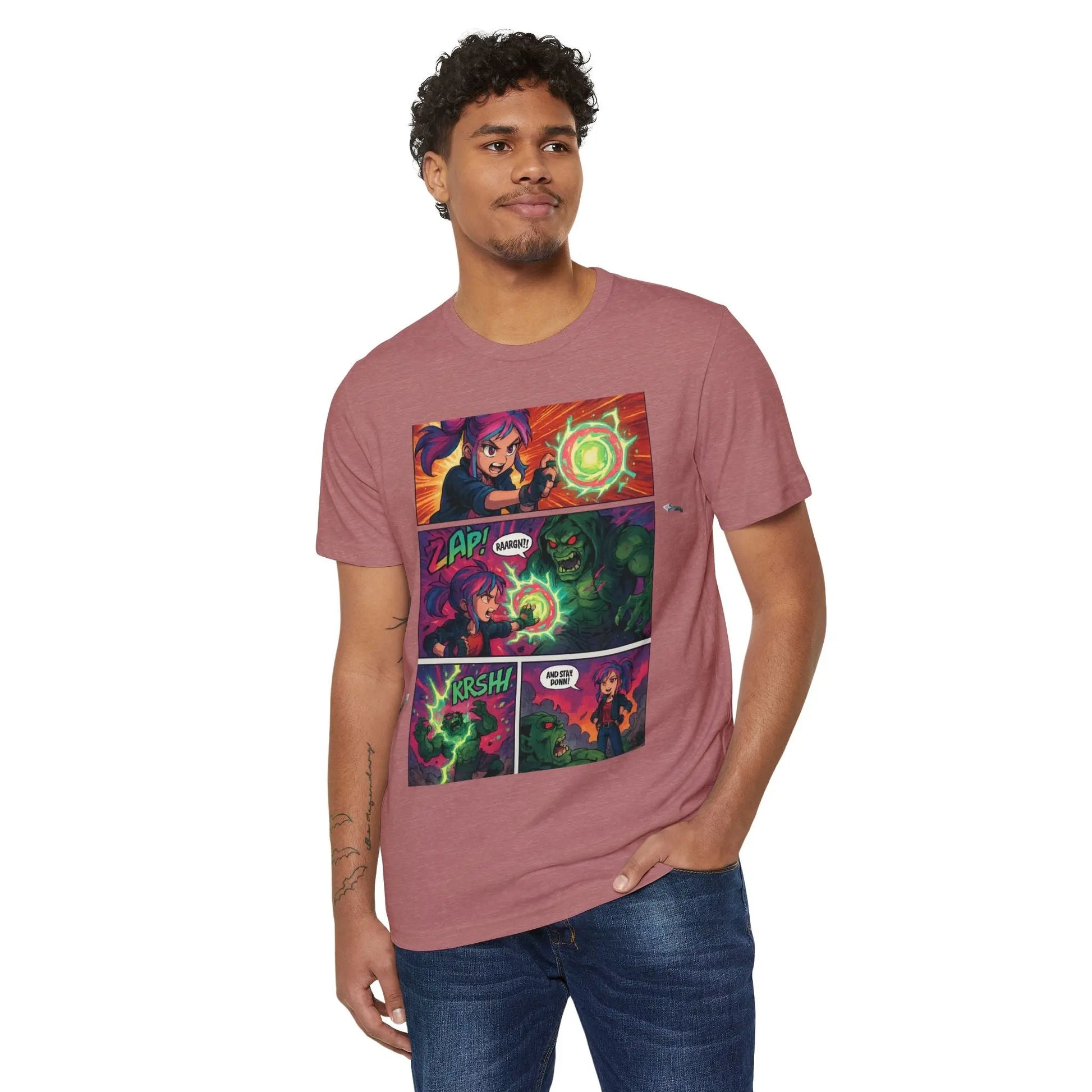Comic Blast Anime T-Shirt – Neon Battle Panel Design House of JAB