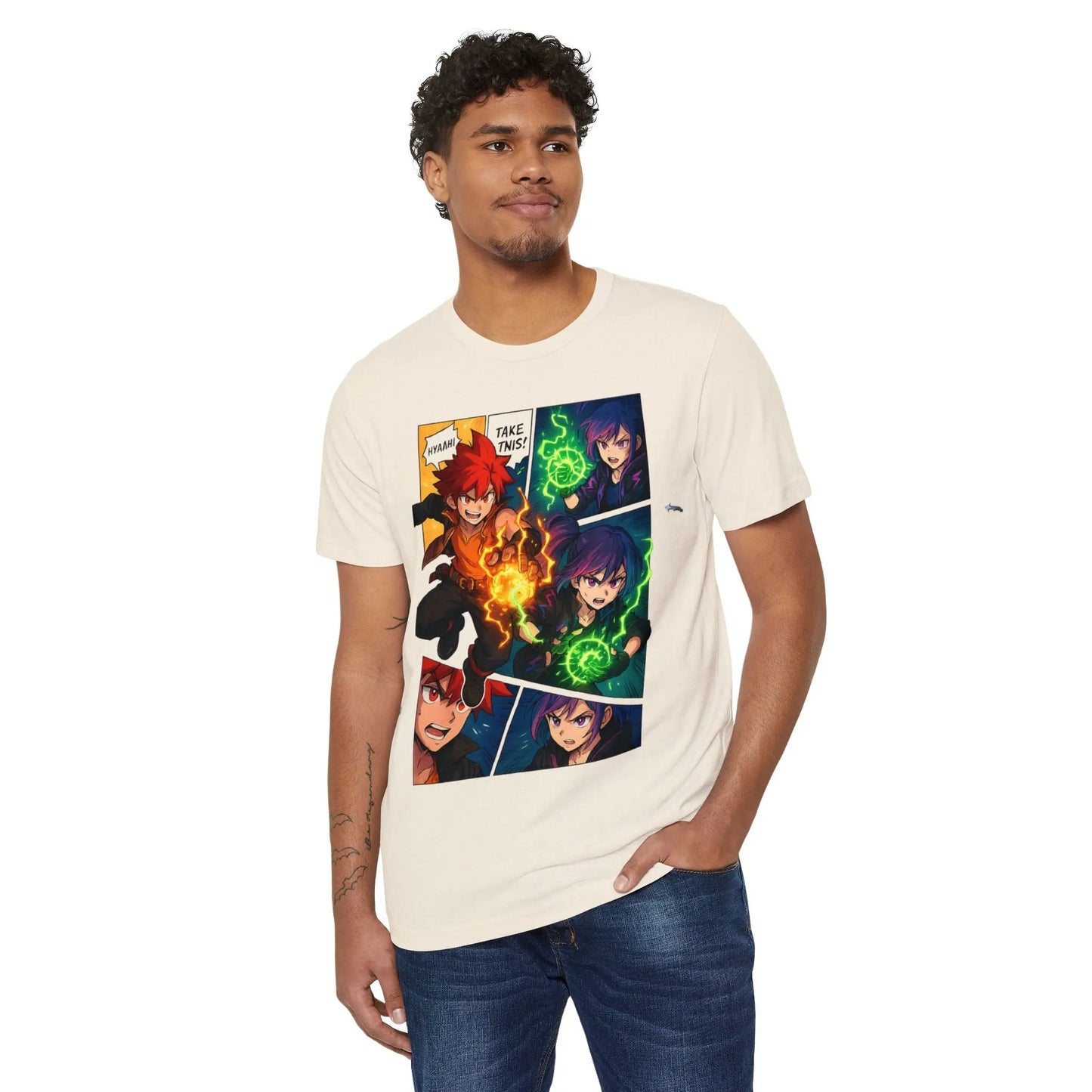 Power Duo – Anime Comic Panel Graphic Tee Printify