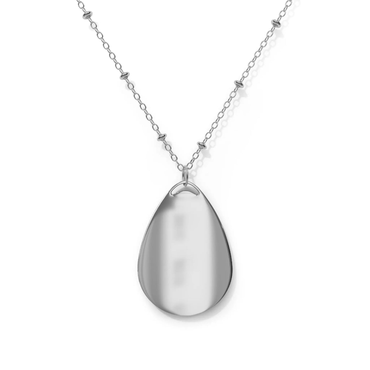 “House of JAB Cityscape Pendant Necklace – Teardrop Silver Chain” Printify