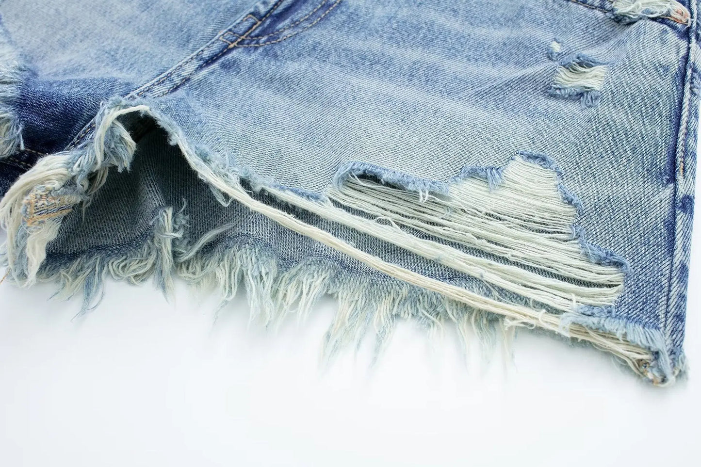 Women's Raw Edge Denim Casual Shorts Kenike