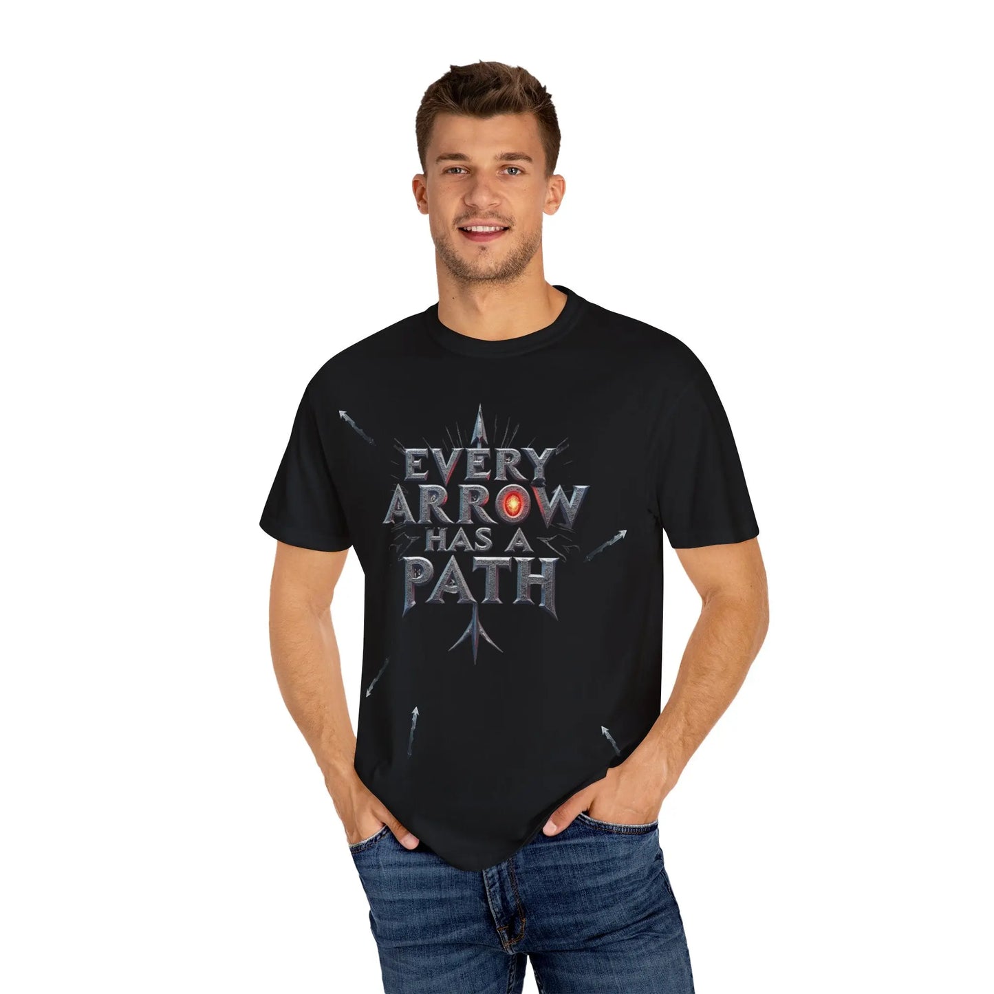 “Every Arrow Has a Path” Graphic Tee – Unisex Streetwear T-Shirt (True Navy) Every Arrow Has a Path
