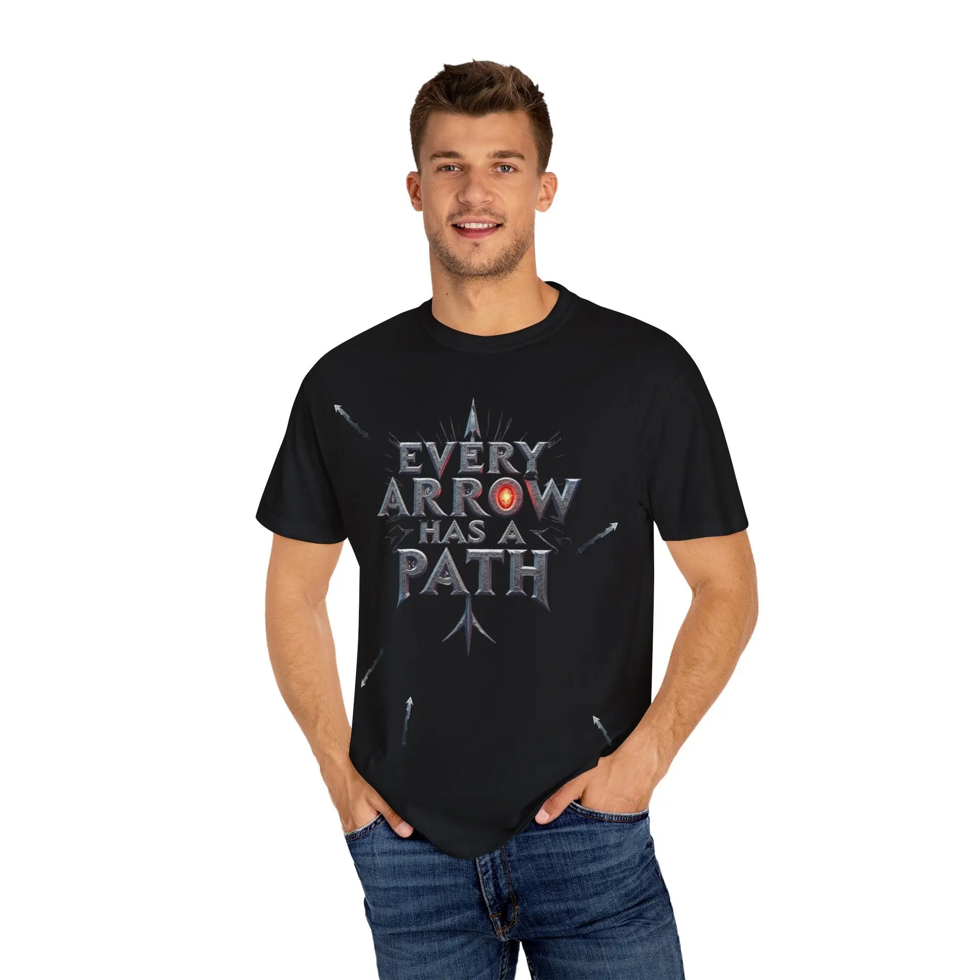 “Every Arrow Has a Path” Graphic Tee – Unisex Streetwear T-Shirt (True Navy) Every Arrow Has a Path