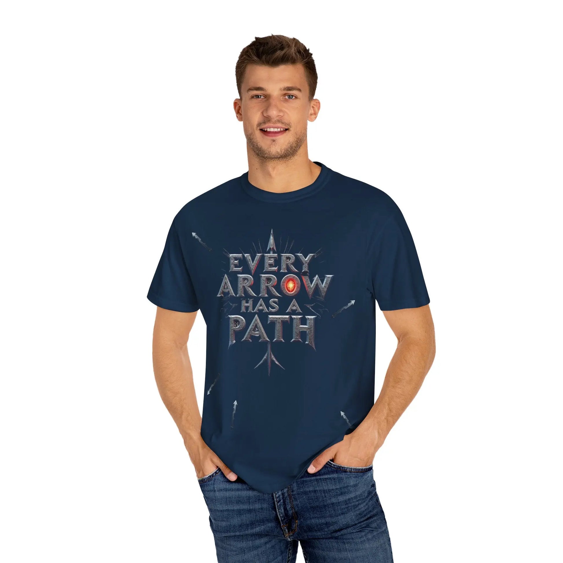 “Every Arrow Has a Path” Graphic Tee – Unisex Streetwear T-Shirt (True Navy) Every Arrow Has a Path