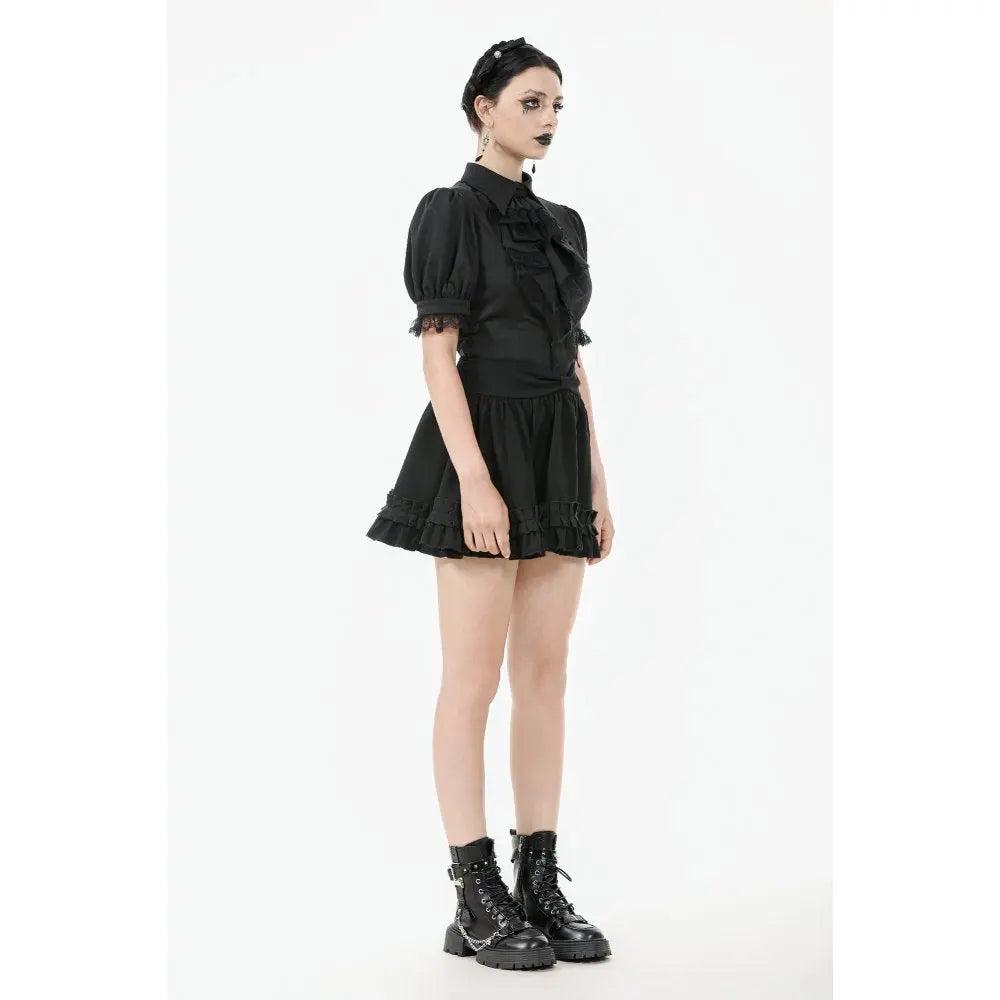 Dark in Love Lolita-Inspired Ruffled Mini Skirt in Black Kate's Clothing