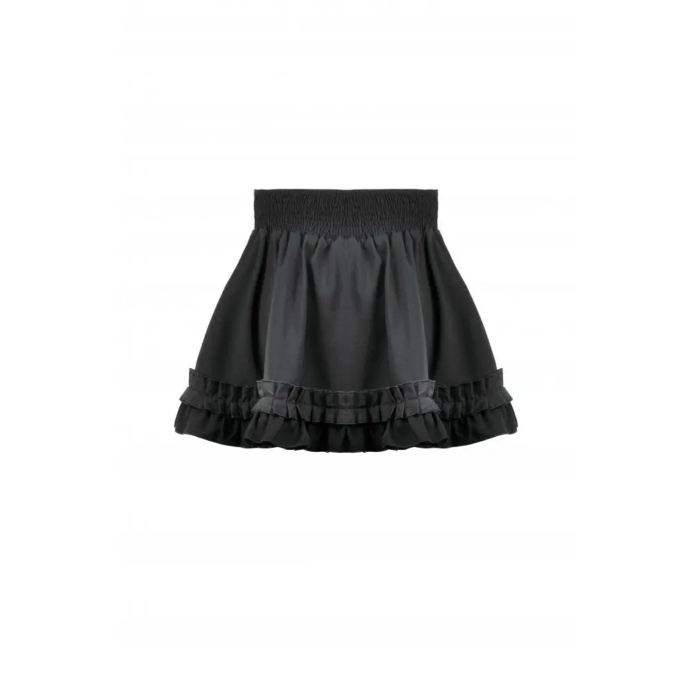 Dark in Love Lolita-Inspired Ruffled Mini Skirt in Black Kate's Clothing