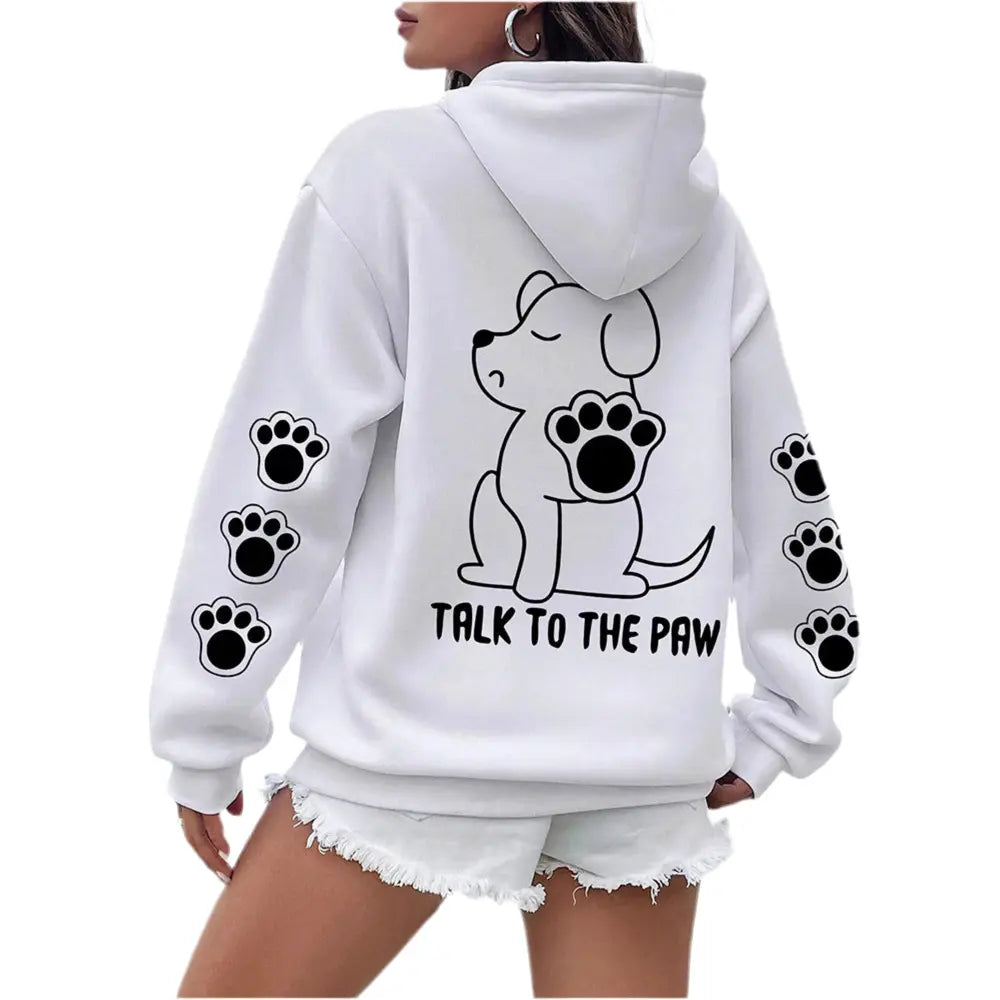 Funny Dog Cartoon Printed Hoodie Women's Warm Kenike