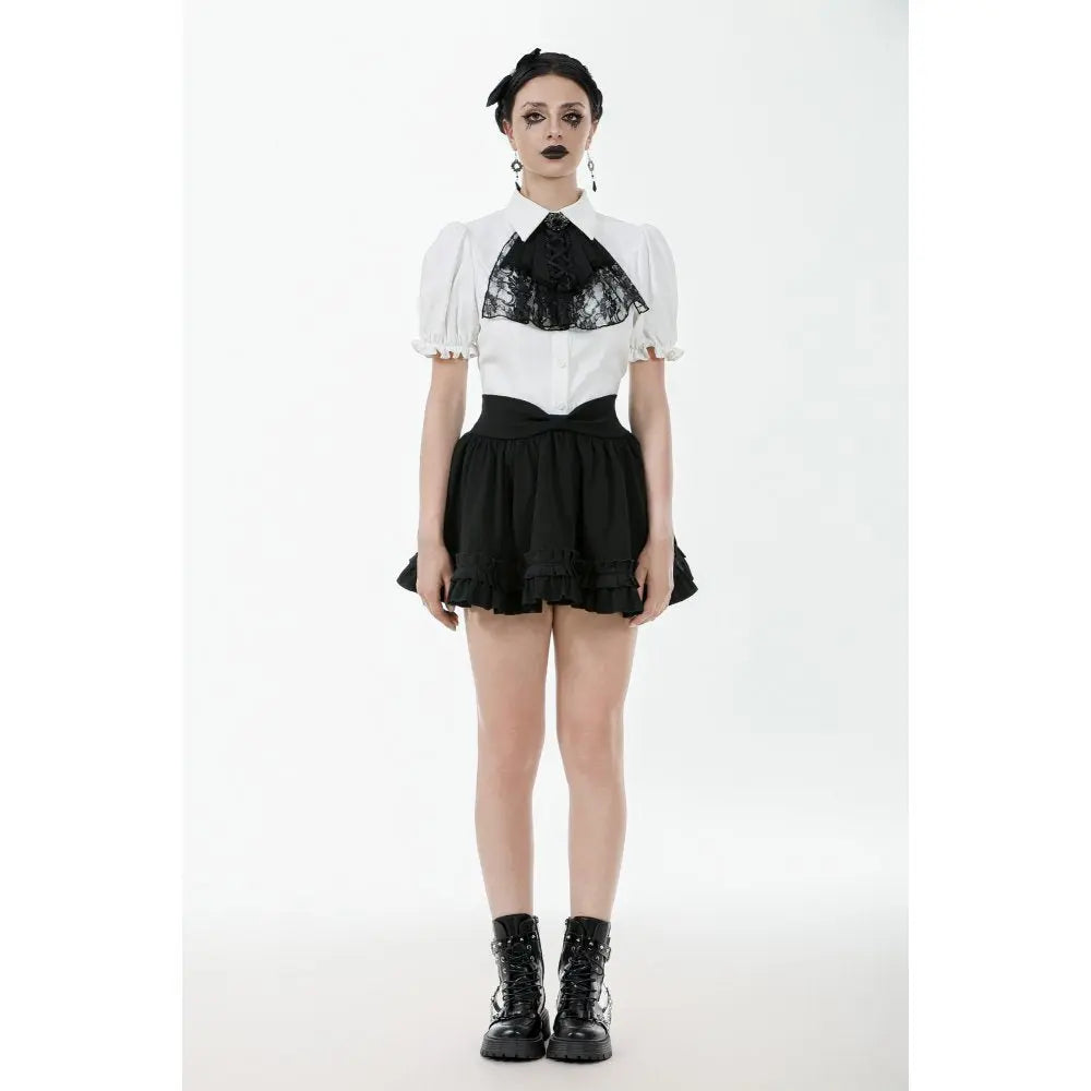 Dark in Love Lolita-Inspired Ruffled Mini Skirt in Black Kate's Clothing