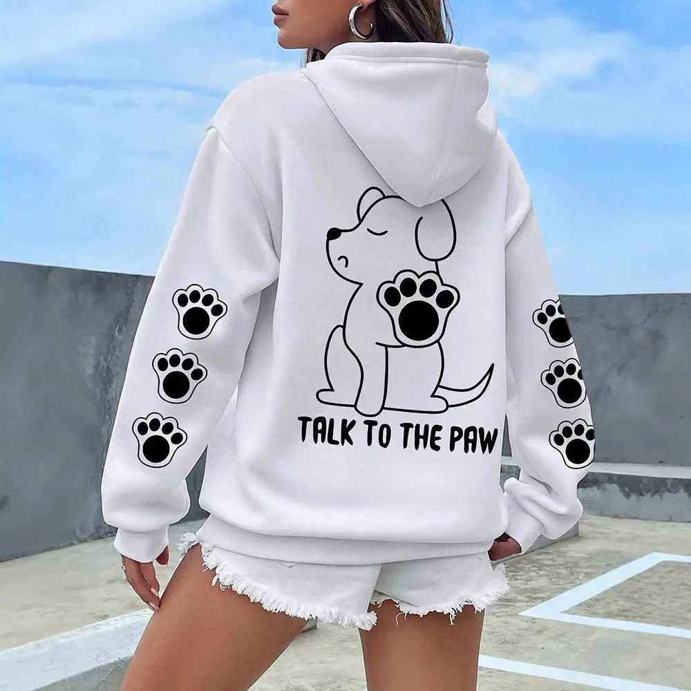 Funny Dog Cartoon Printed Hoodie Women's Warm Kenike