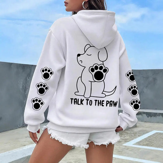 Funny Dog Cartoon Printed Hoodie Women's Warm Kenike