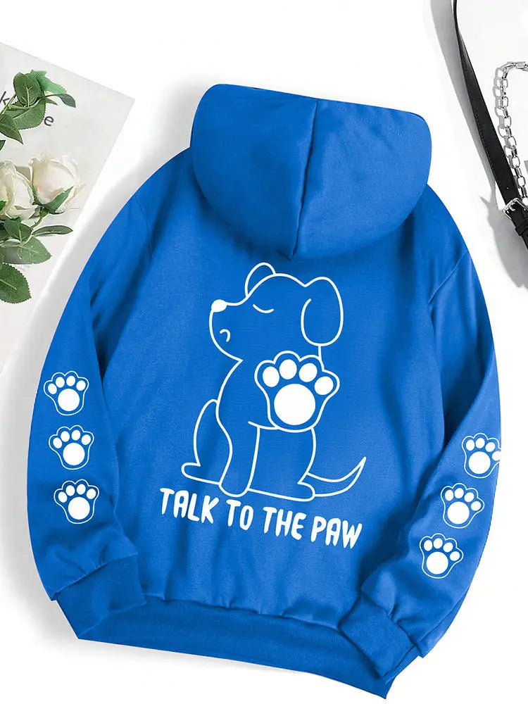 Funny Dog Cartoon Printed Hoodie Women's Warm Kenike
