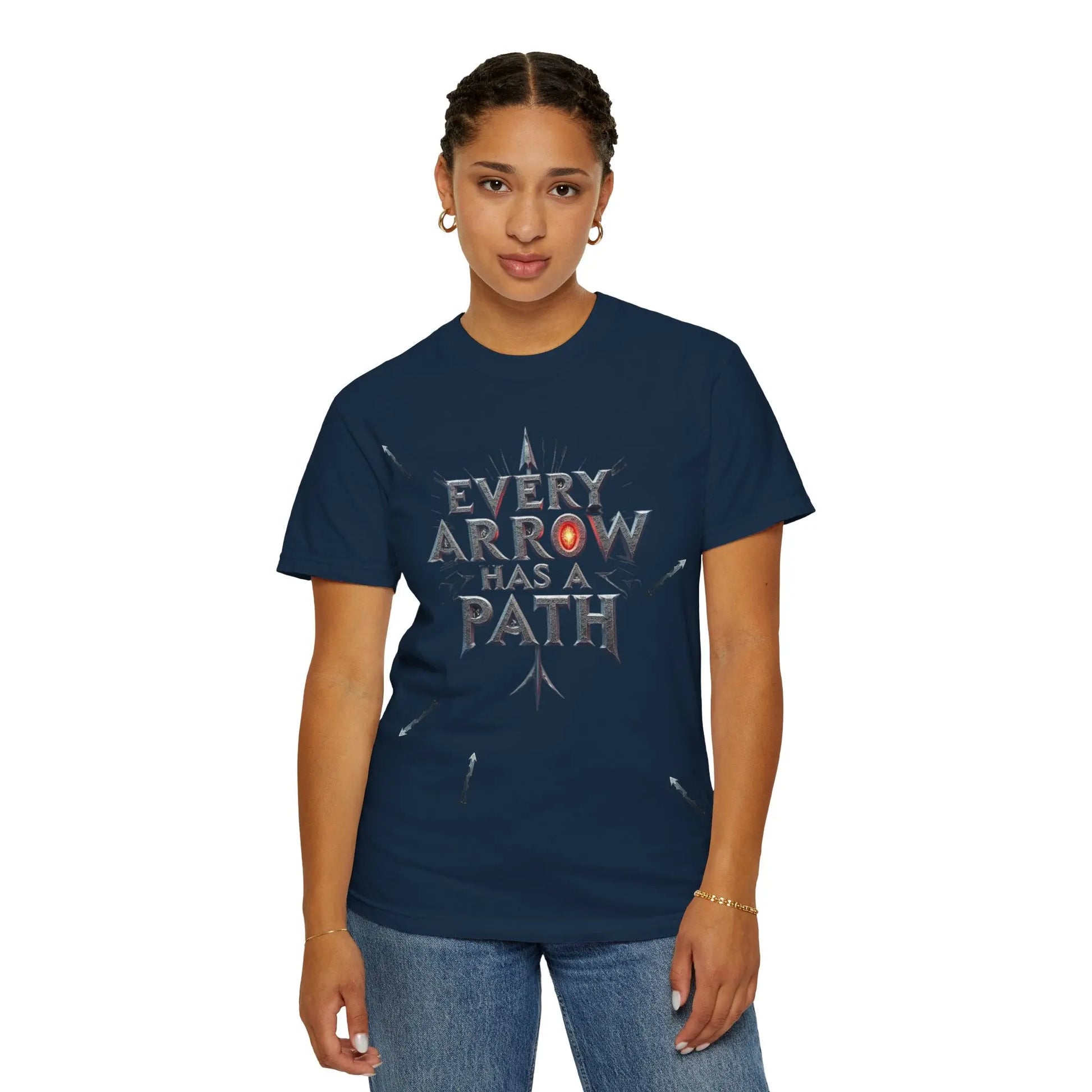 “Every Arrow Has a Path” Graphic Tee – Unisex Streetwear T-Shirt (True Navy) Every Arrow Has a Path