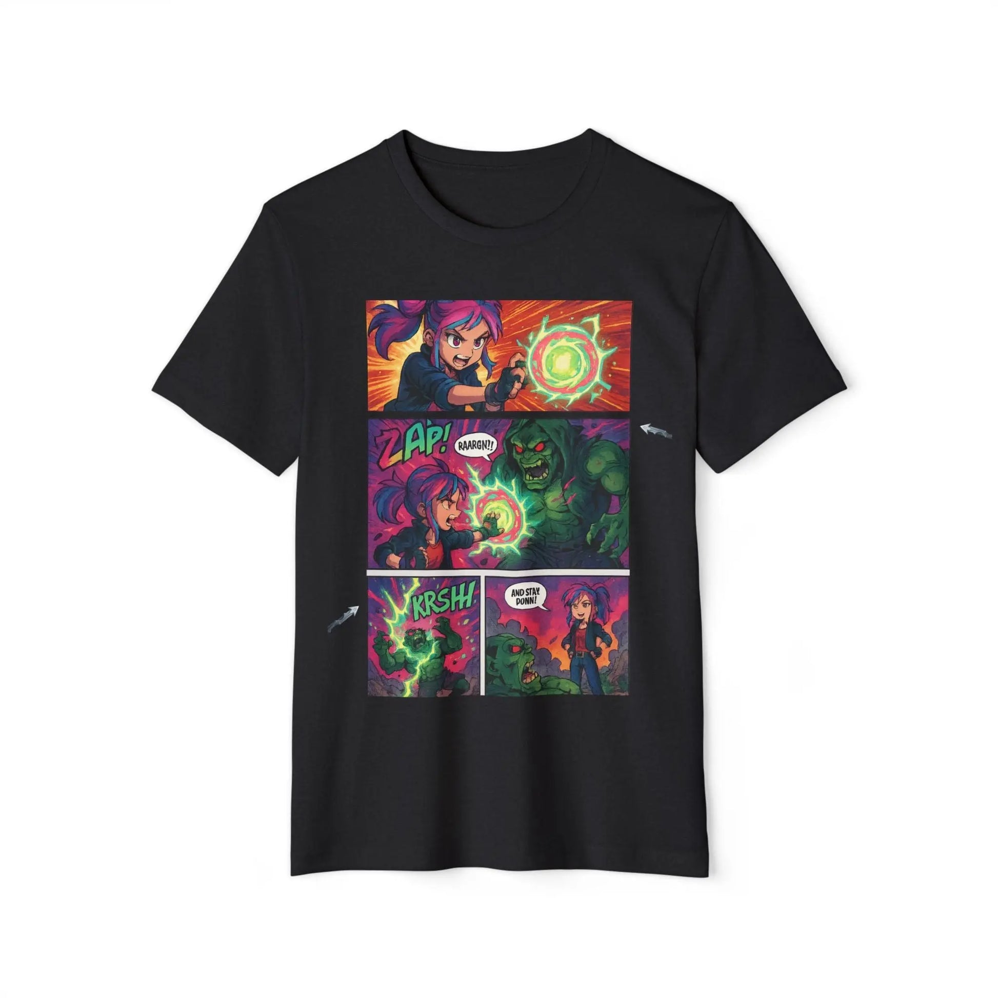 Comic Blast Anime T-Shirt – Neon Battle Panel Design House of JAB