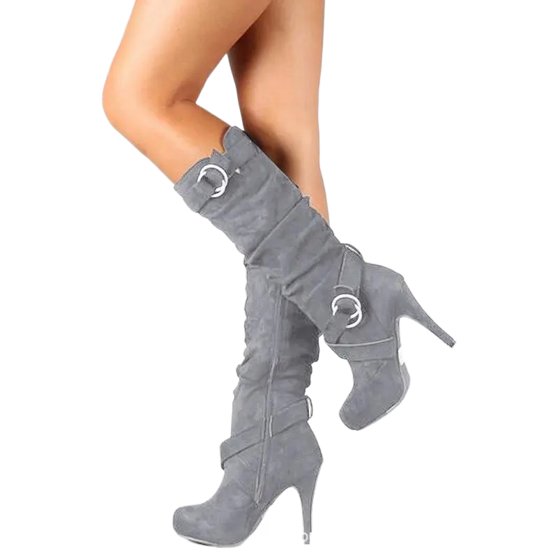 High-heeled suede belt mid-calf boots Pleasures and Sins