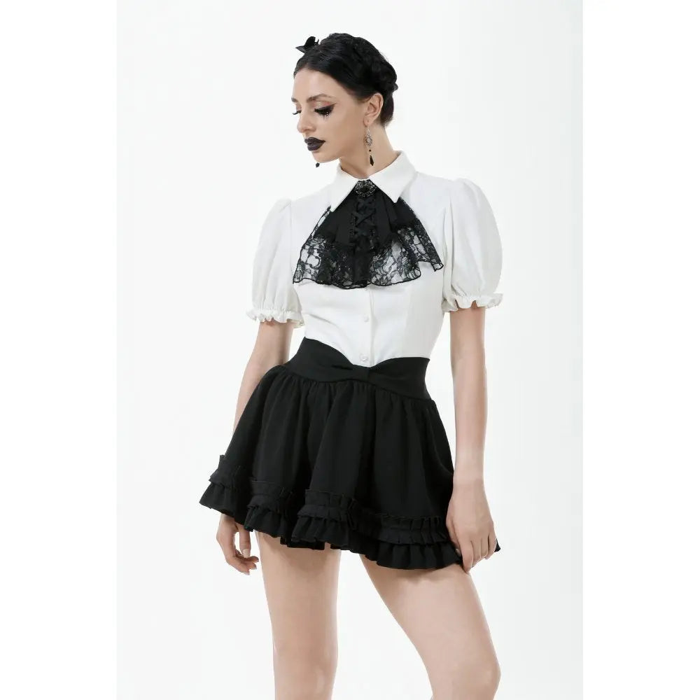 Dark in Love Lolita-Inspired Ruffled Mini Skirt in Black Kate's Clothing
