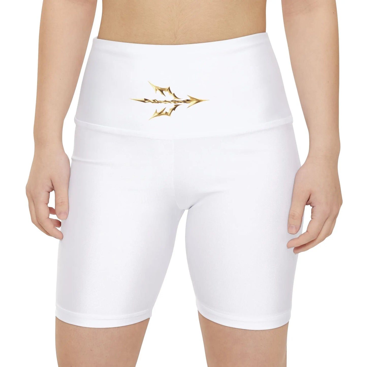 White Biker Shorts with Golden Emblem – HouseOfJab Collection Printify