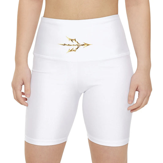 White Biker Shorts with Golden Emblem – HouseOfJab Collection Printify