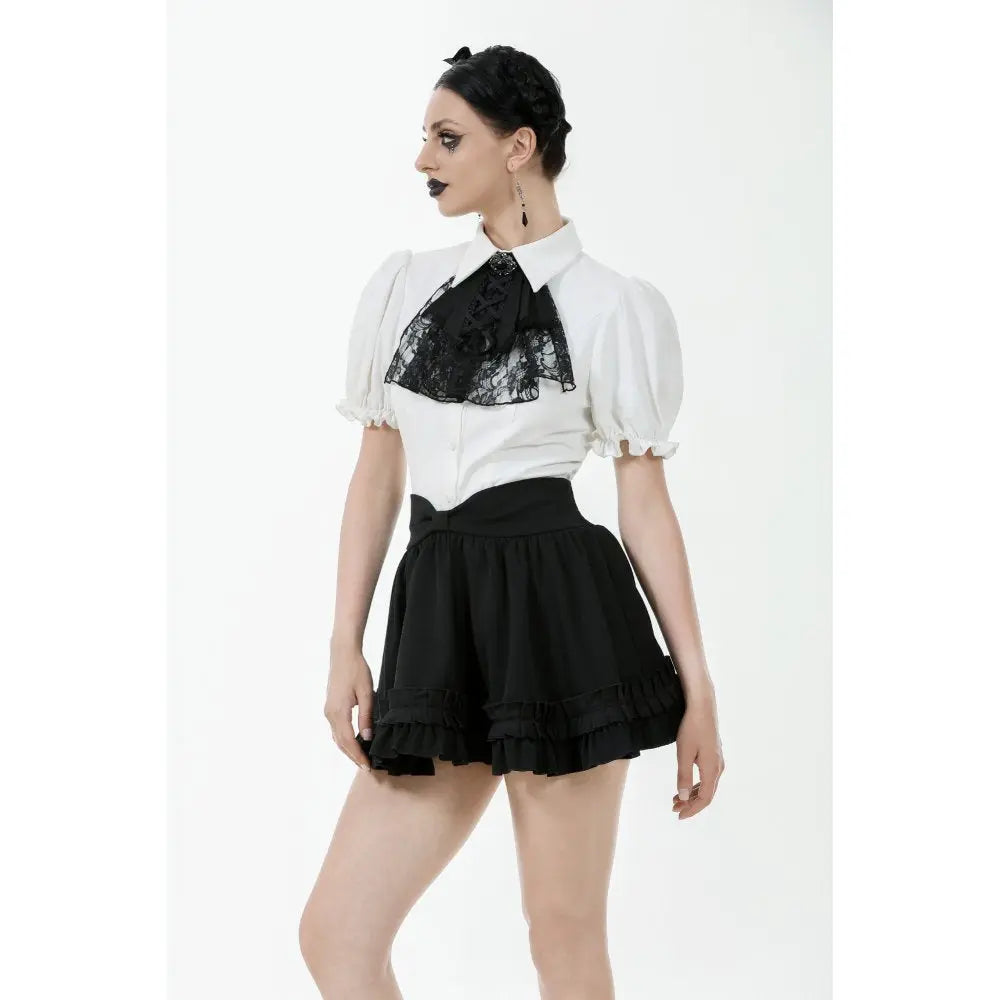 Dark in Love Lolita-Inspired Ruffled Mini Skirt in Black Kate's Clothing