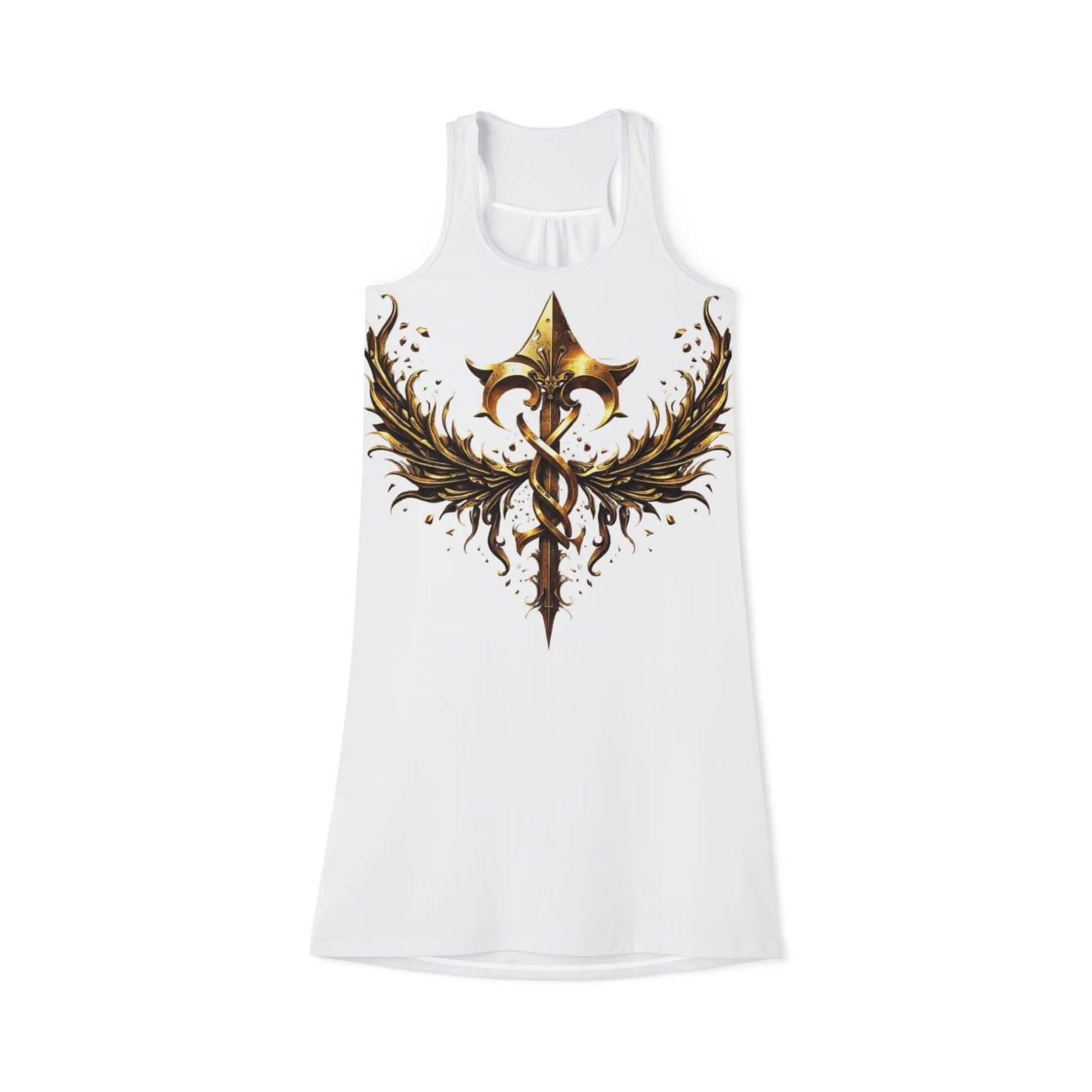 HouseofJAB - Golden Emblem Racerback Dress – Statement Streetwear Elegance Printify