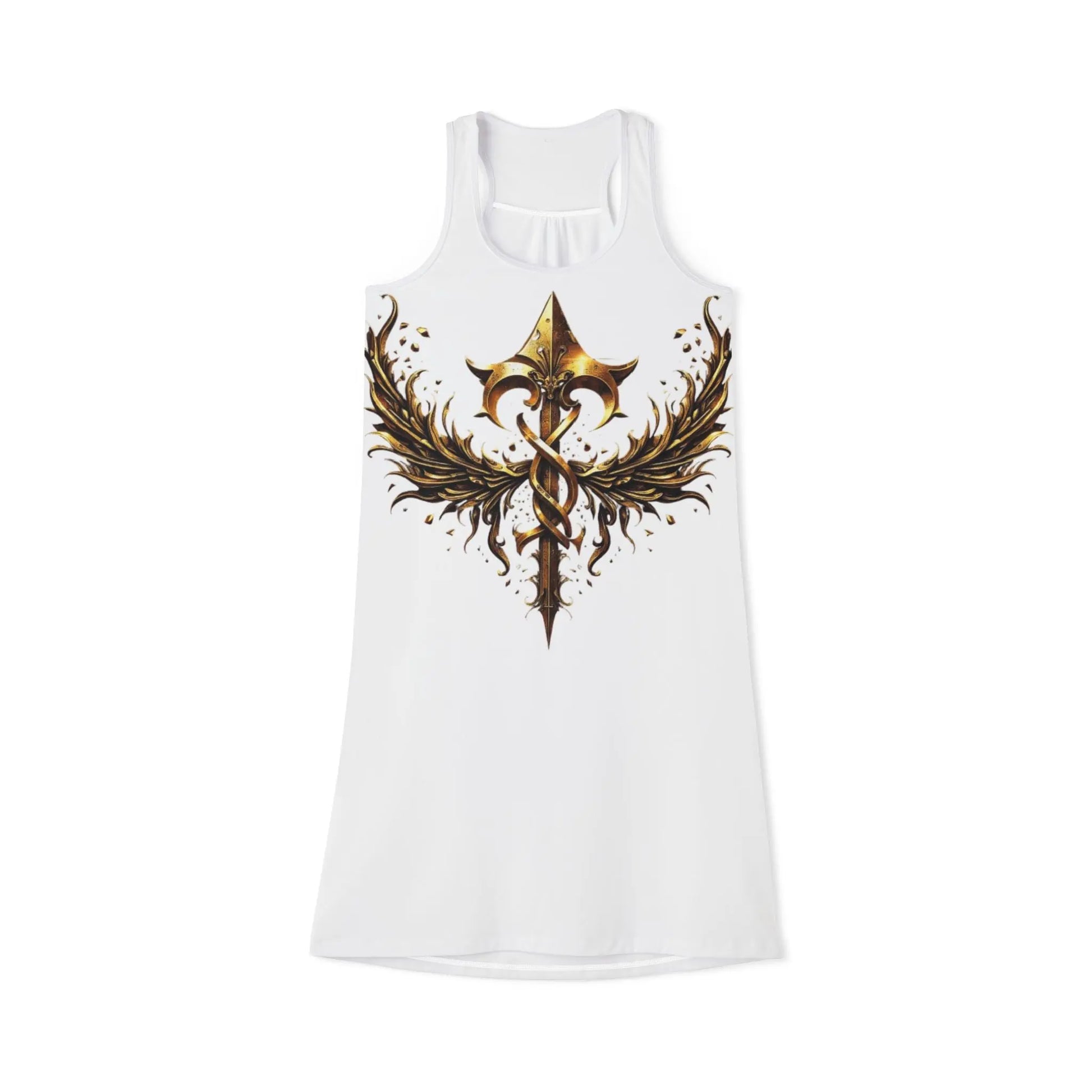 HouseofJAB - Golden Emblem Racerback Dress – Statement Streetwear Elegance Printify