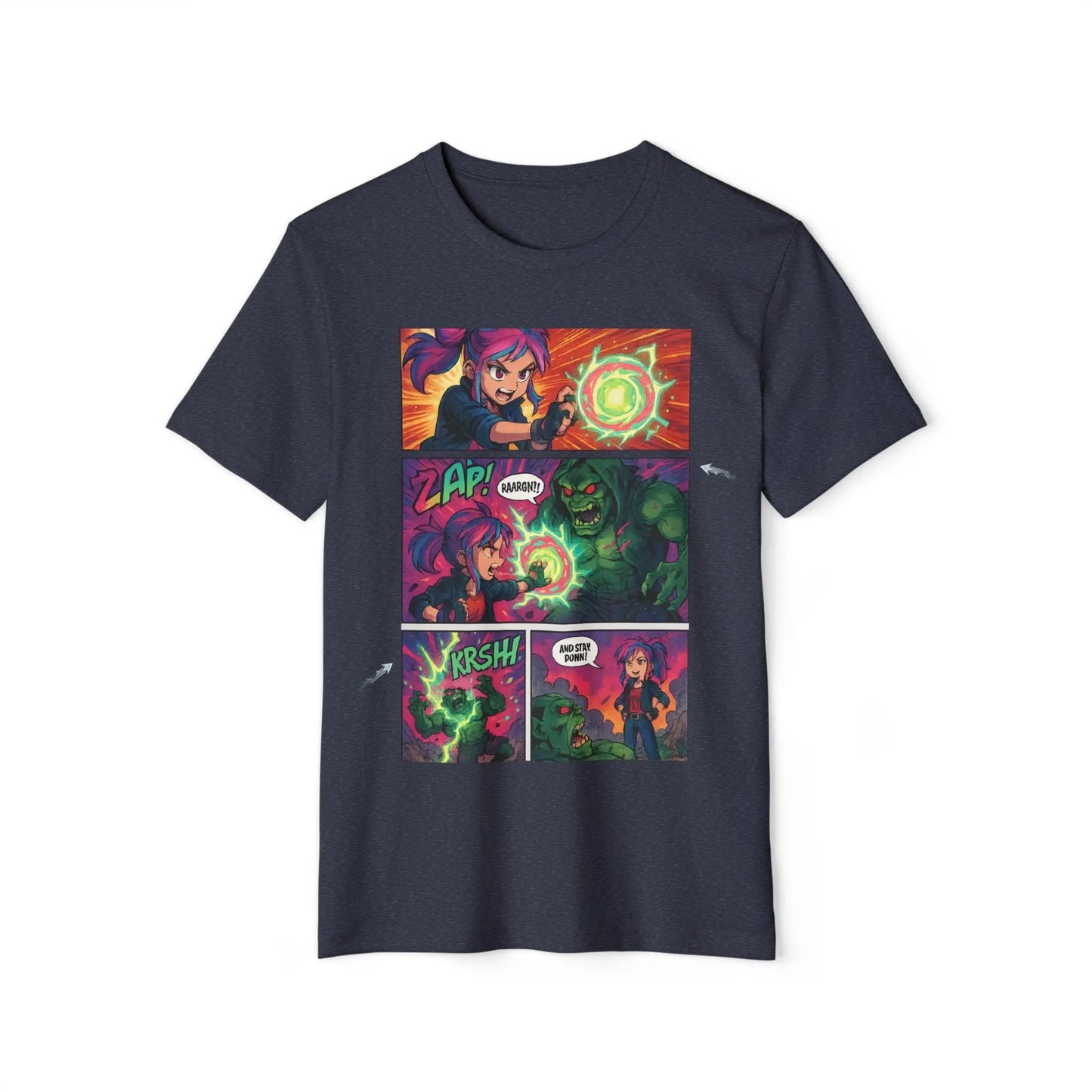 Comic Blast Anime T-Shirt – Neon Battle Panel Design House of JAB