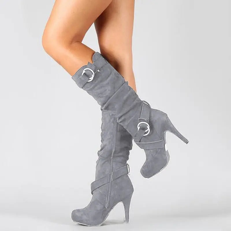 High-heeled suede belt mid-calf boots Pleasures and Sins