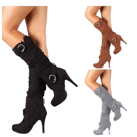 High-heeled suede belt mid-calf boots Pleasures and Sins