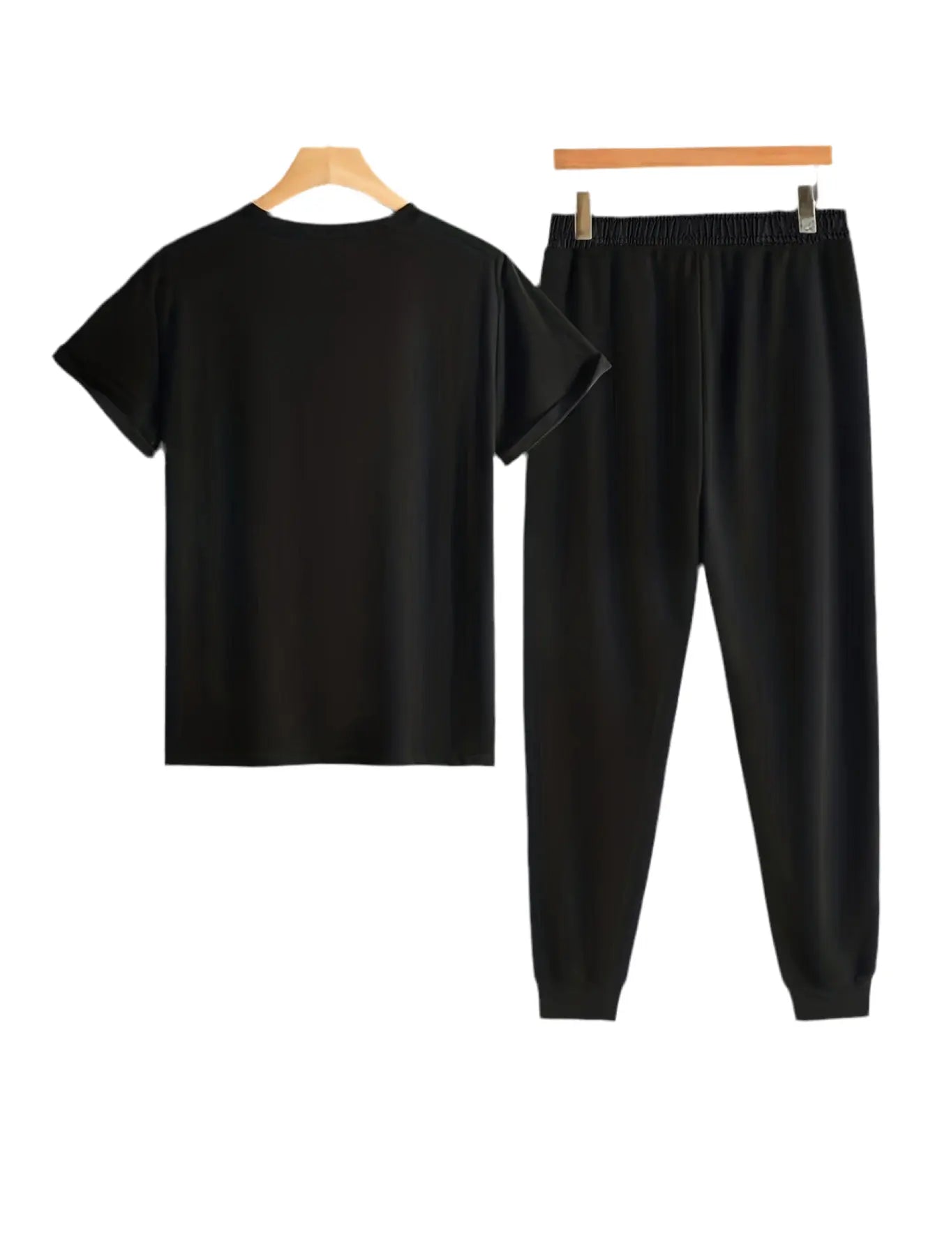 Men’s Breathable Athletic Set – White “Just Keep Moving” T-Shirt & Black Joggers Kenike