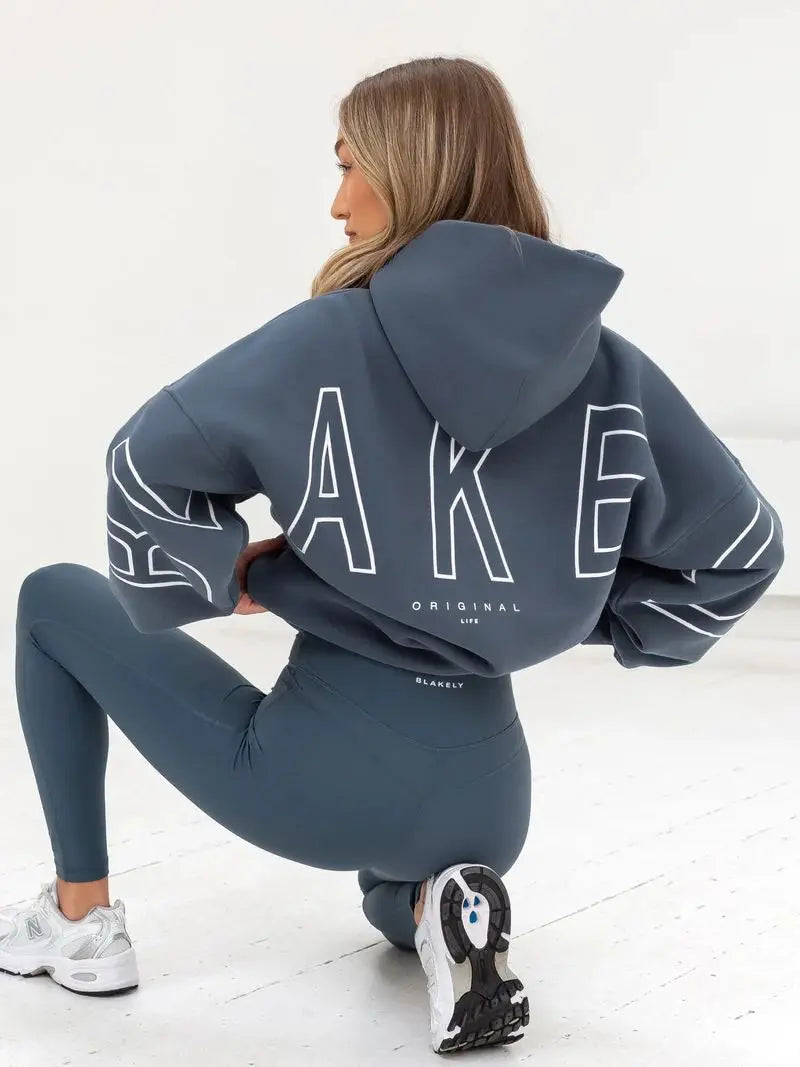 Fashionable Printed Thick Versatile Long Sleeved Loose Hooded Hip-Hop Hoodie Kenike
