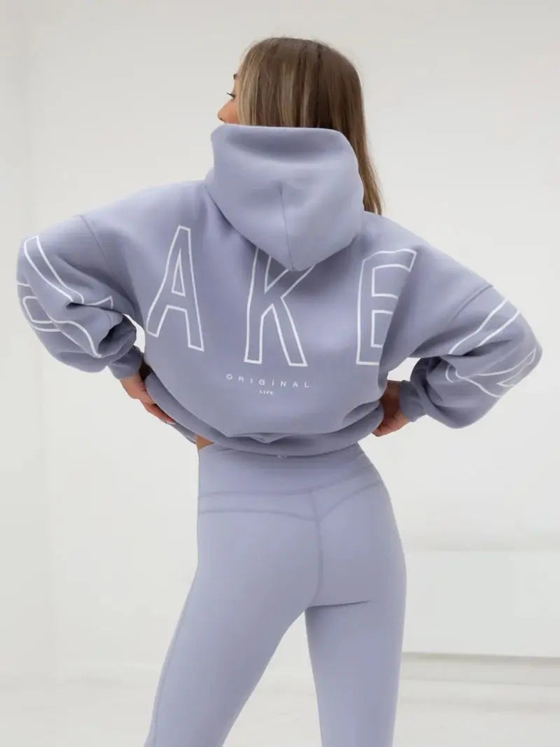 Fashionable Printed Thick Versatile Long Sleeved Loose Hooded Hip-Hop Hoodie Kenike