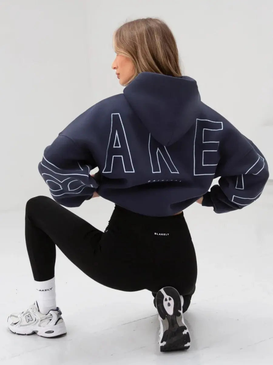 Fashionable Printed Thick Versatile Long Sleeved Loose Hooded Hip-Hop Hoodie Kenike