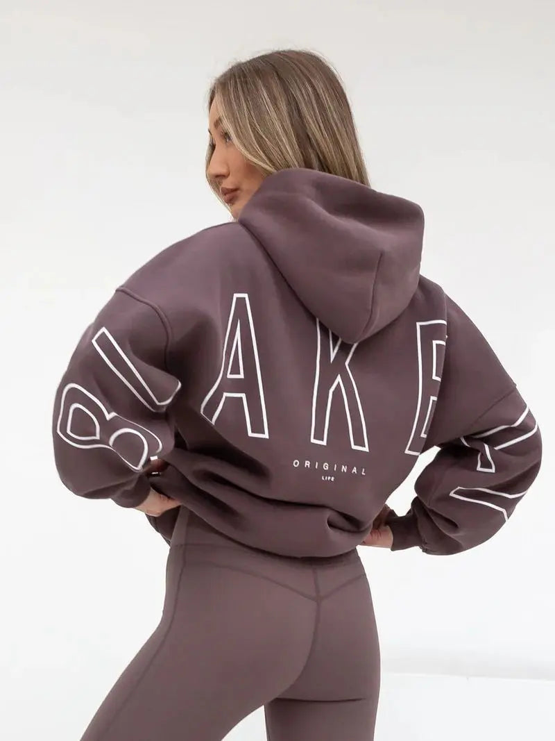 Fashionable Printed Thick Versatile Long Sleeved Loose Hooded Hip-Hop Hoodie Kenike