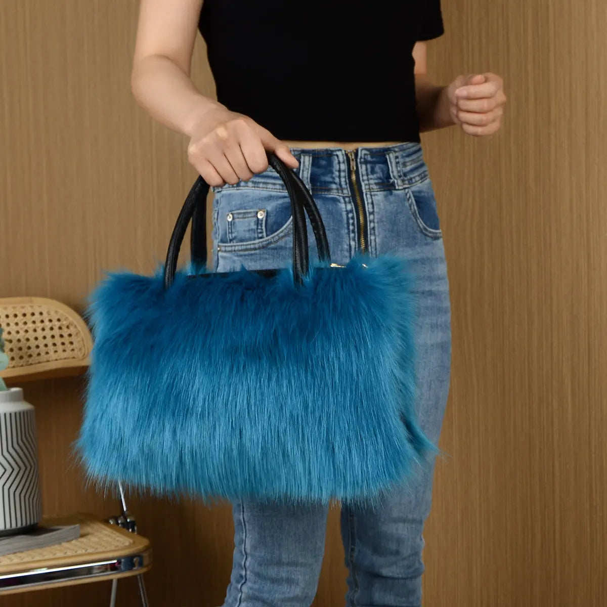 High-end Square Plush Bag Fur Handbag Large Capacity Pleasures and Sins