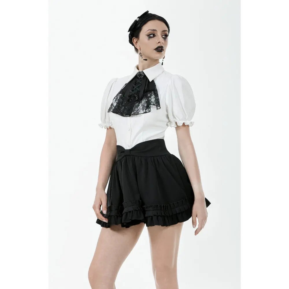 Dark in Love Lolita-Inspired Ruffled Mini Skirt in Black Kate's Clothing