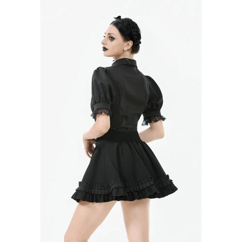 Dark in Love Lolita-Inspired Ruffled Mini Skirt in Black Kate's Clothing