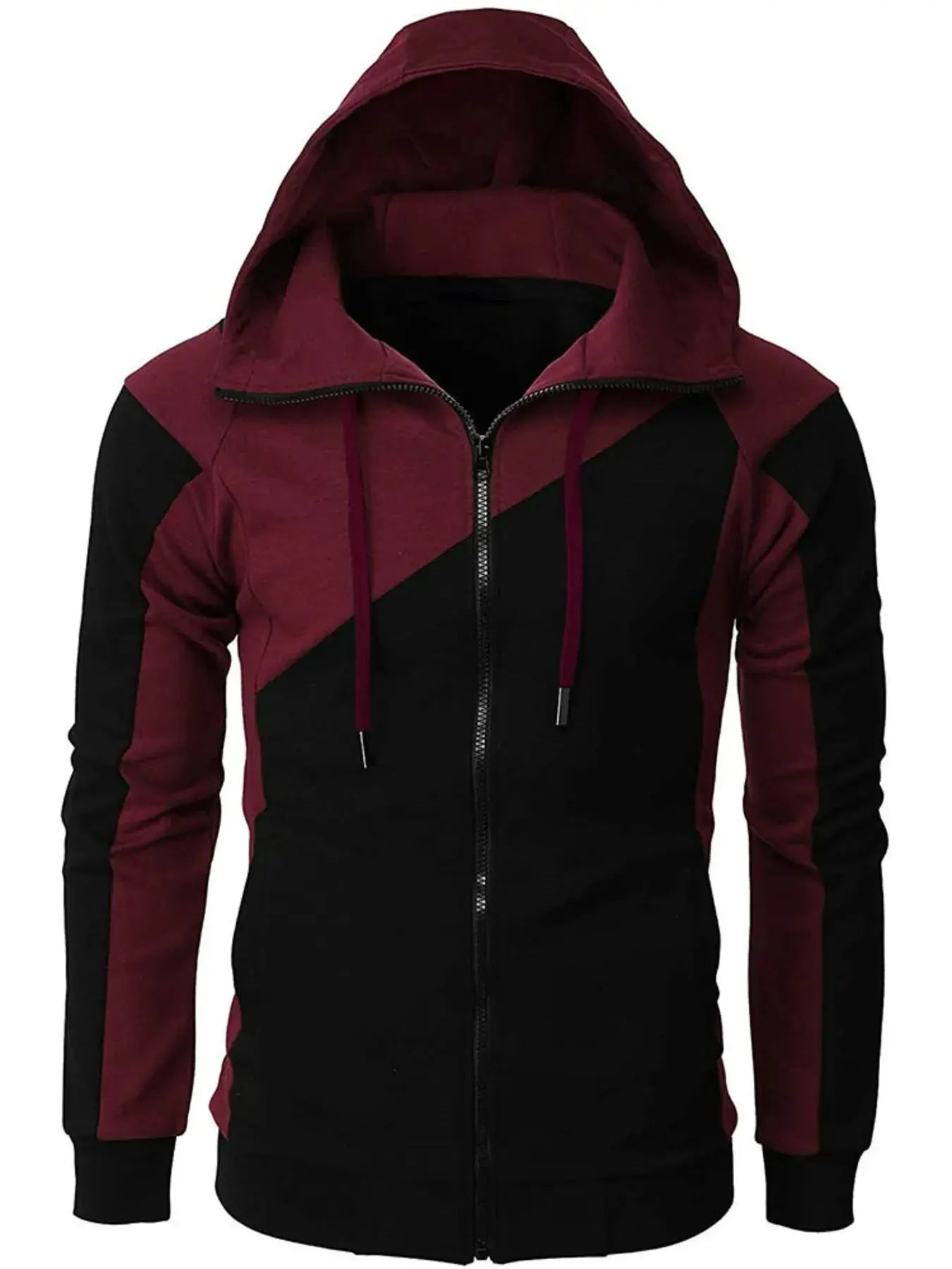 Men's Color Block Zip-Up Hoodie Kenike