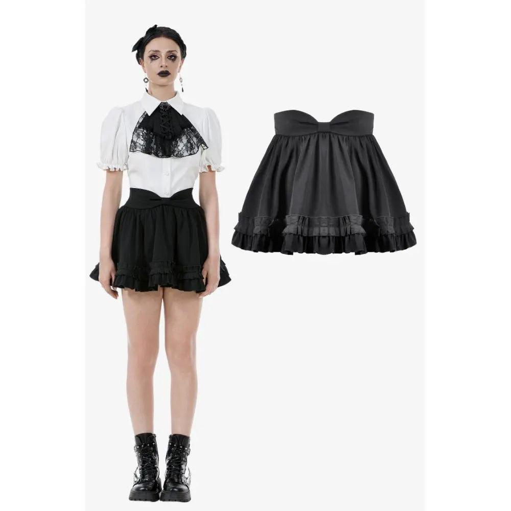 Dark in Love Lolita-Inspired Ruffled Mini Skirt in Black Kate's Clothing