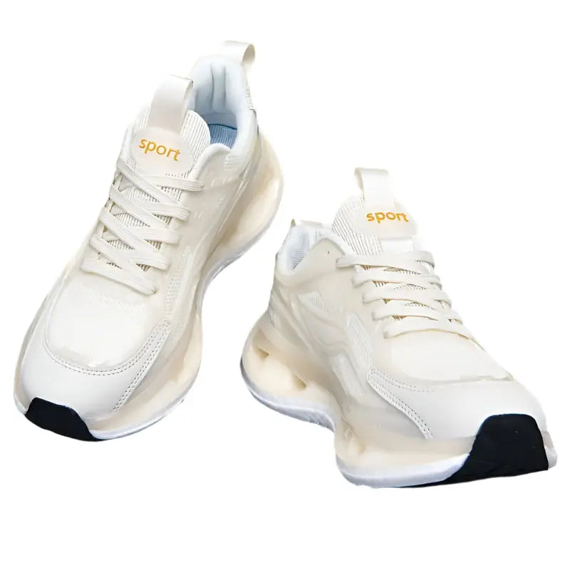 Women’s Pink & White Mesh Sneakers – Lightweight, All-Season Running Shoes with Non-Slip EVA Sole & Soft Fabric Lining Kenike