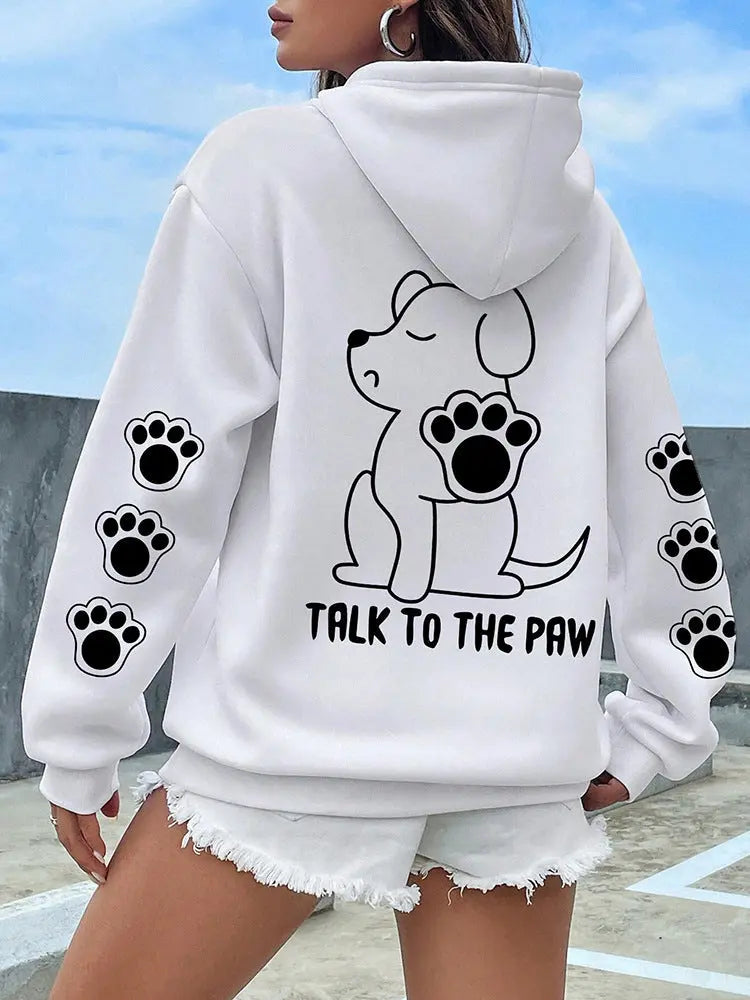 Funny Dog Cartoon Printed Hoodie Women's Warm Kenike