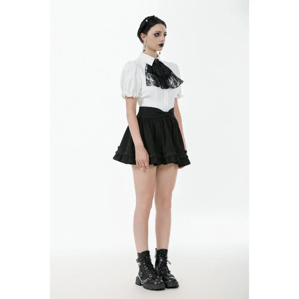 Dark in Love Lolita-Inspired Ruffled Mini Skirt in Black Kate's Clothing