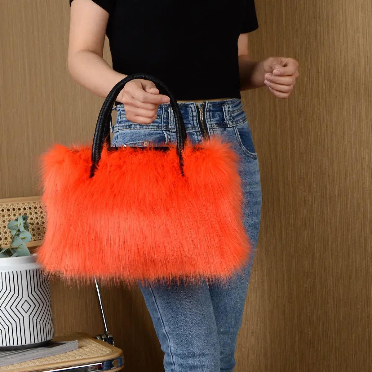 High-end Square Plush Bag Fur Handbag Large Capacity Pleasures and Sins
