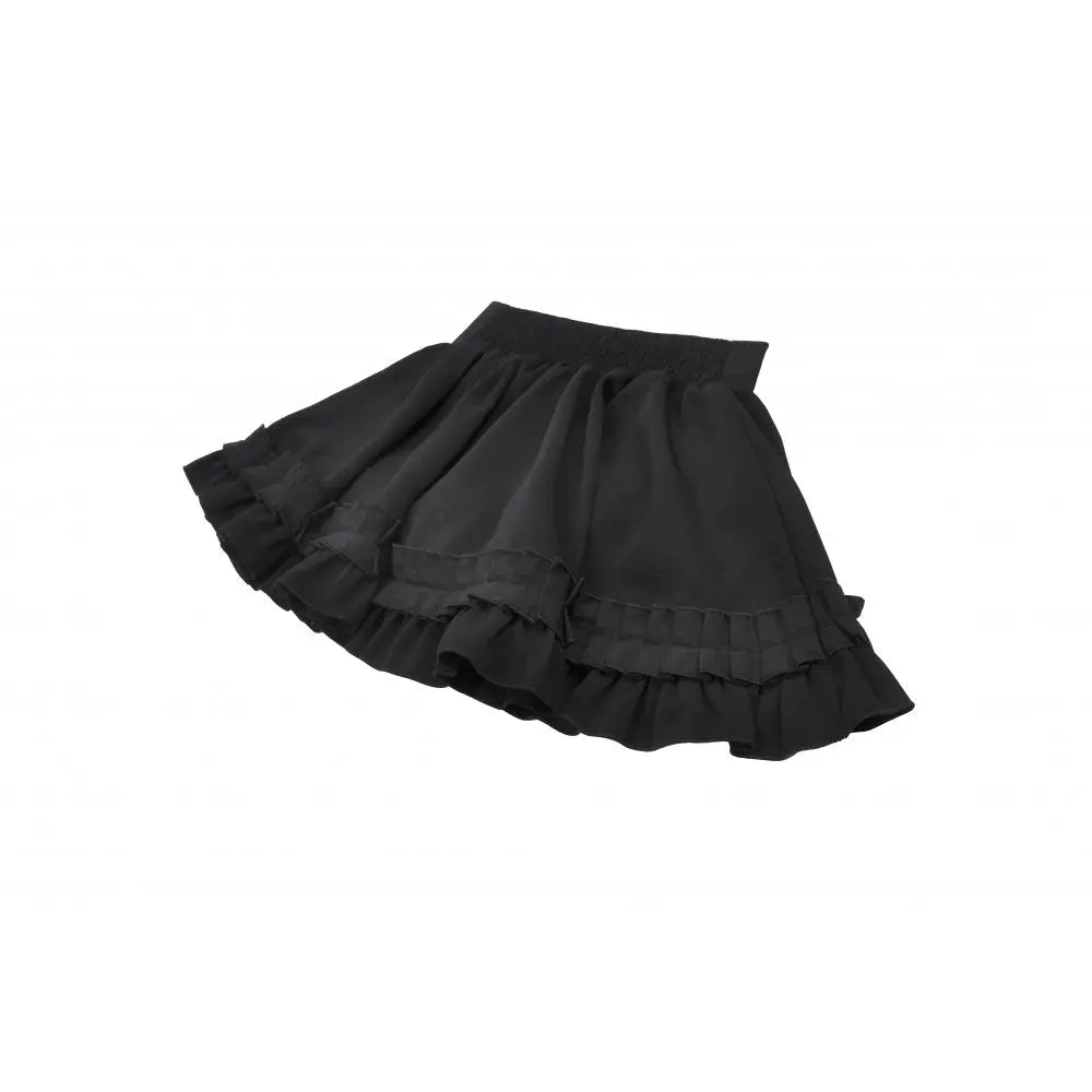 Dark in Love Lolita-Inspired Ruffled Mini Skirt in Black Kate's Clothing