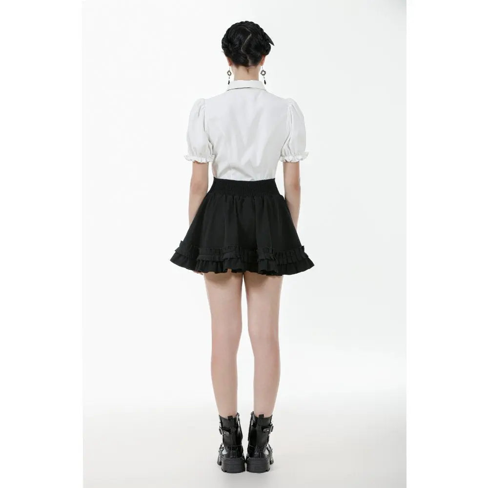 Dark in Love Lolita-Inspired Ruffled Mini Skirt in Black Kate's Clothing