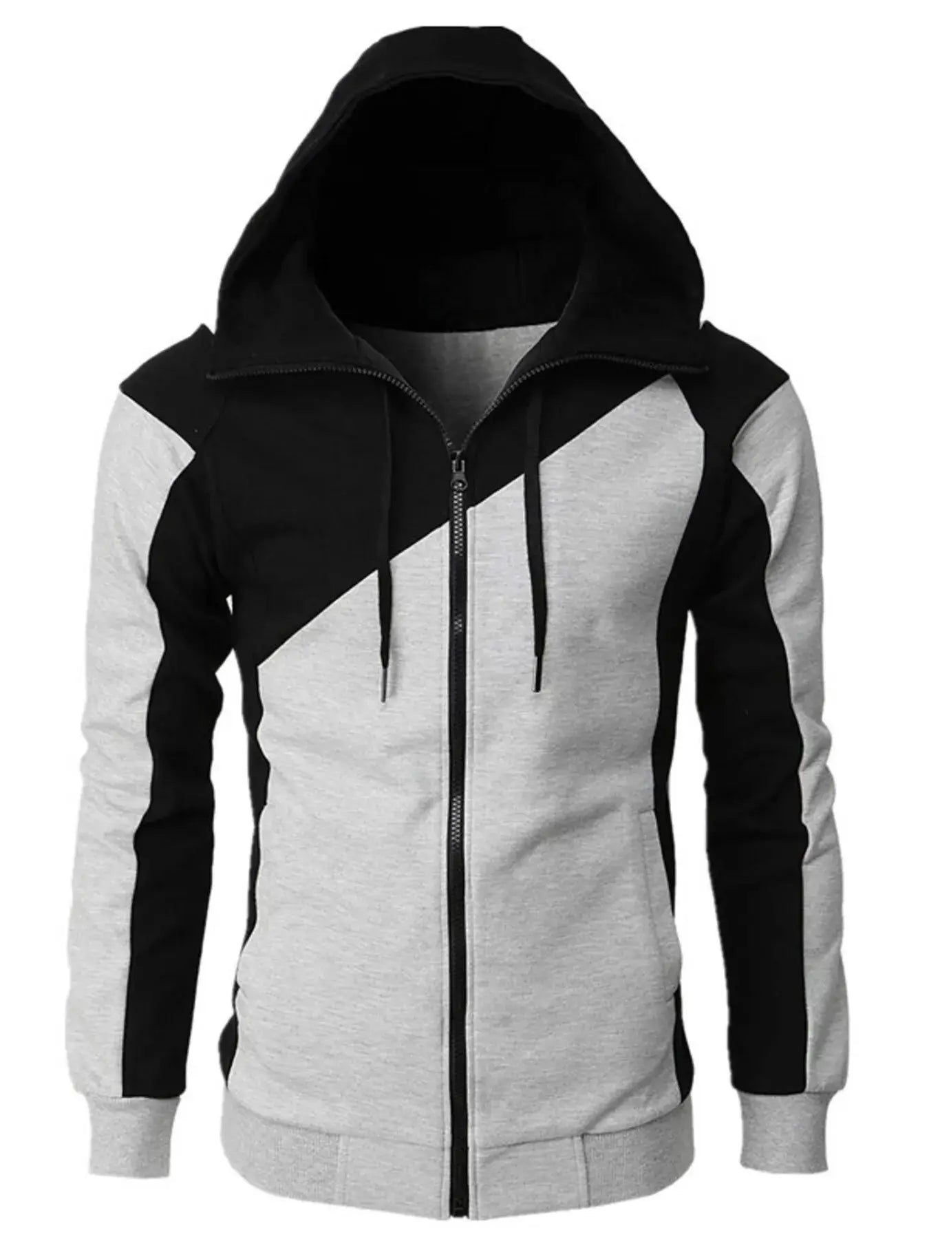 Men's Color Block Zip-Up Hoodie Kenike