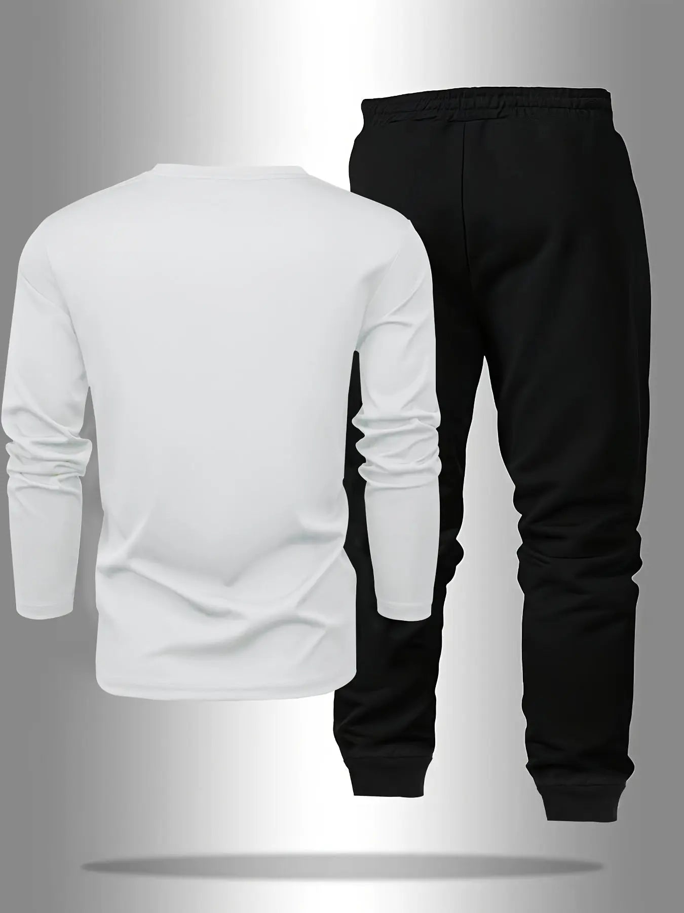 Men’s “STAY HUSTLE HARD” Long Sleeve T-Shirt & Jogger Set – 2-Piece Casual Outfit with Bold Print, Stretch Fabric, and Elastic Waistband for Spring/Fall Kenike