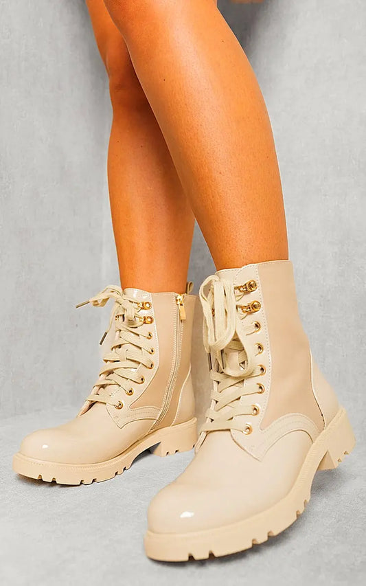Platform Lace Up Chunky Boots Kenike